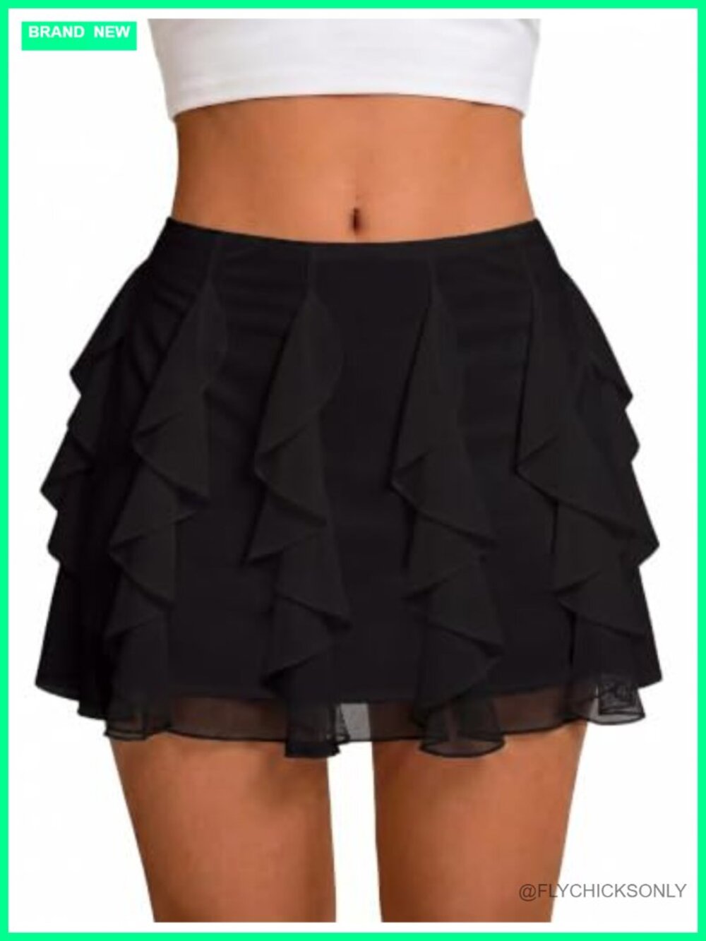 Women's Mini Skirt Layered Ruffle Flowy Mesh Skirt Y2K Summer Short